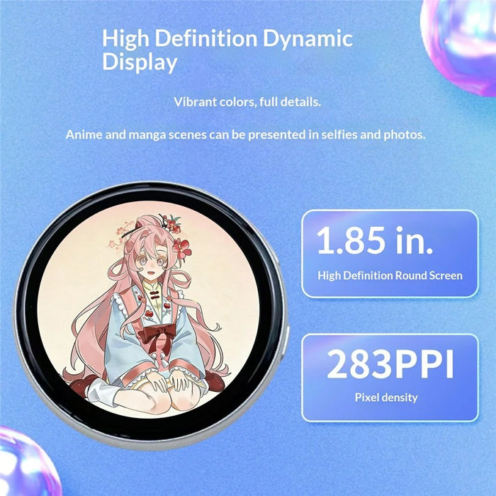 N88 Electronic Badge 1.85 inch Touchscreen Display Bluetooth-compatible Magnetic Anime Badge - Silver - 3
