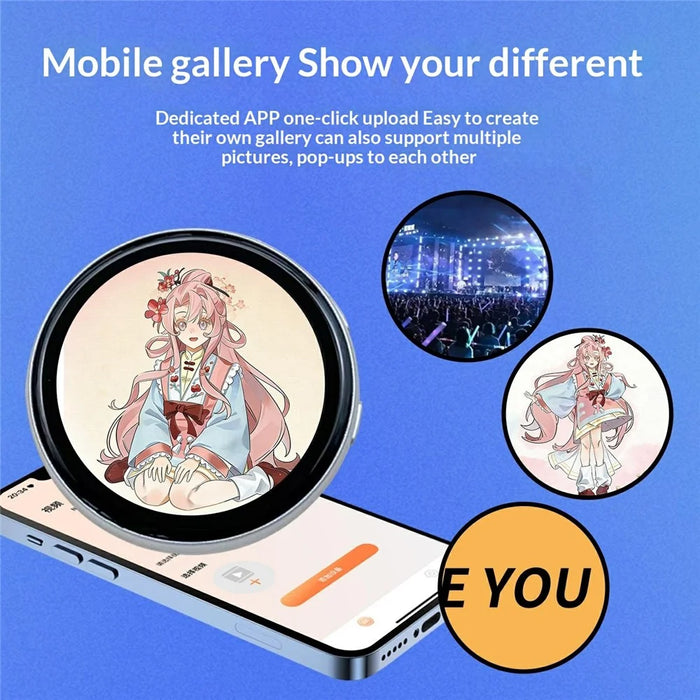N88 Electronic Badge 1.85 inch Touchscreen Display Bluetooth-compatible Magnetic Anime Badge - Silver - 4