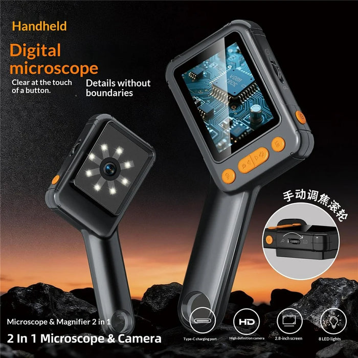 HM028B 2.8in Digital Microscope 8 LED Adjustable Camera Video Handheld Magnifier for Kids Electronic Repair - 2