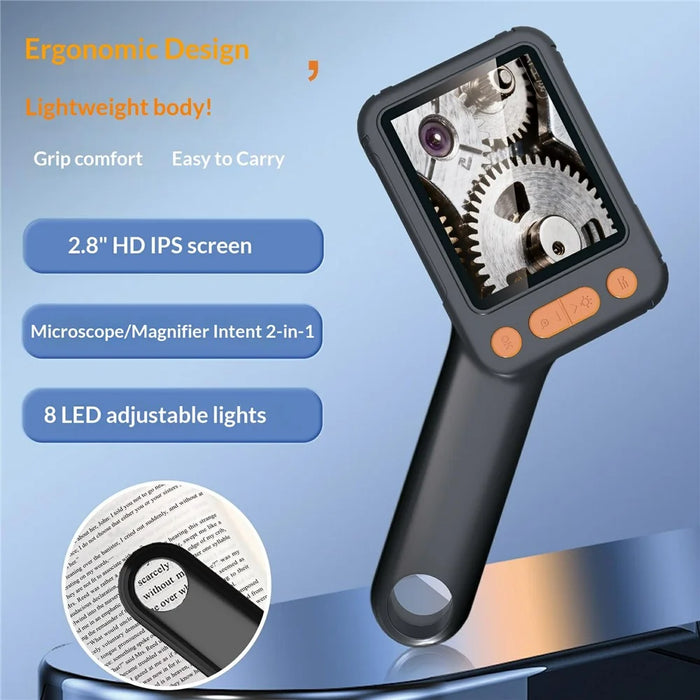 HM028B 2.8in Digital Microscope 8 LED Adjustable Camera Video Handheld Magnifier for Kids Electronic Repair - 3