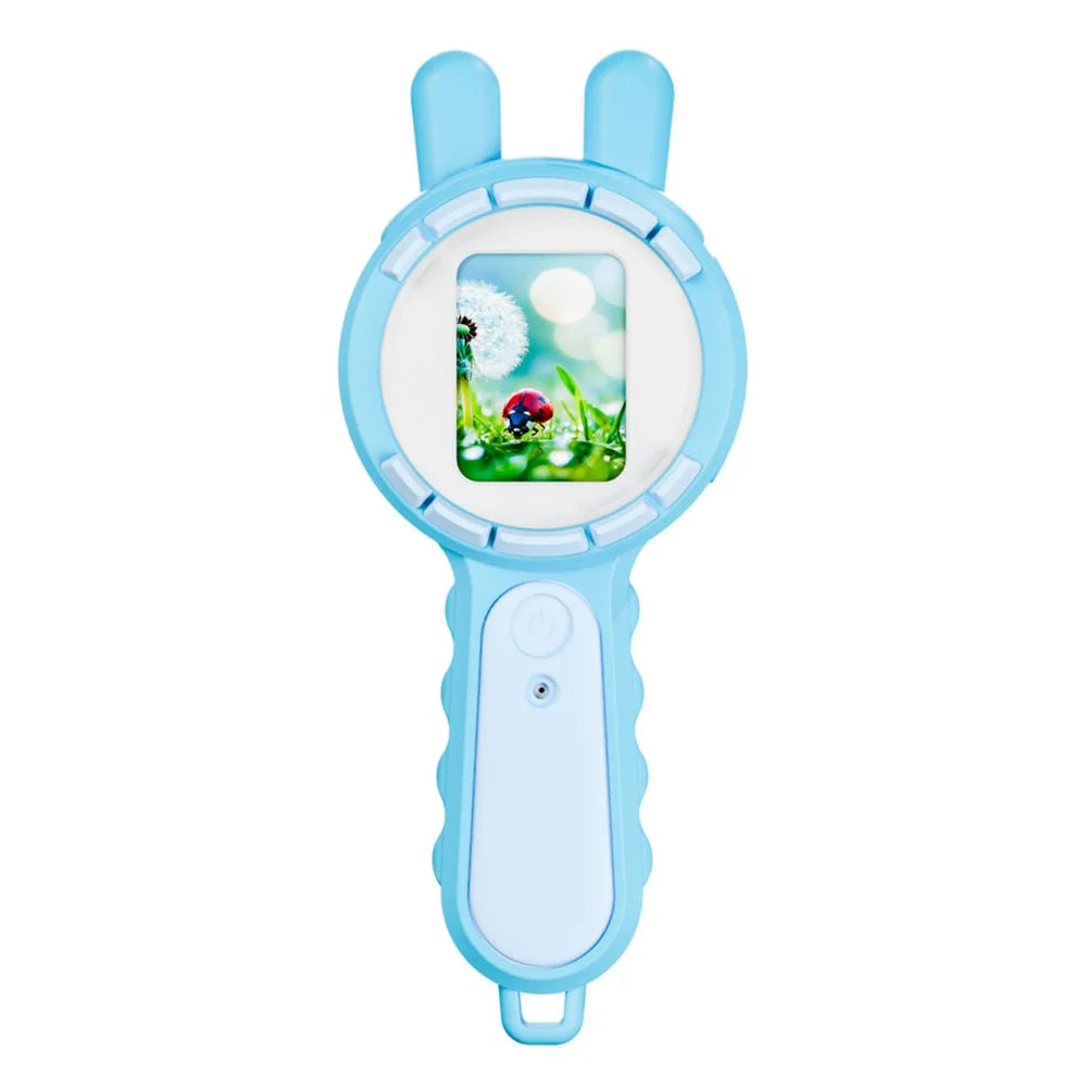 V37 Kids Digital Magnifying Glass 2" IPS HD Screen 200X Zoom 16 LED Lights Magnifiers for Science Educational Toy - Blue - 1