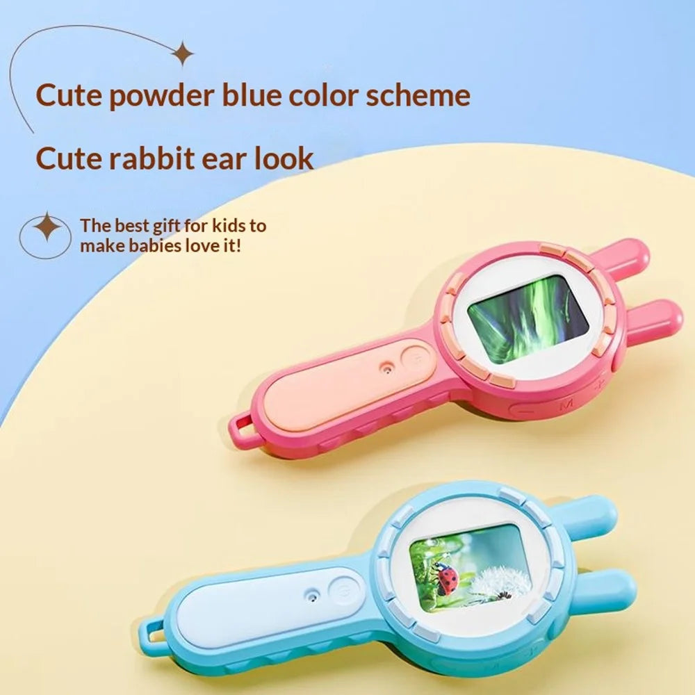 V37 Kids Digital Magnifying Glass 2" IPS HD Screen 200X Zoom 16 LED Lights Magnifiers for Science Educational Toy - Blue - 5