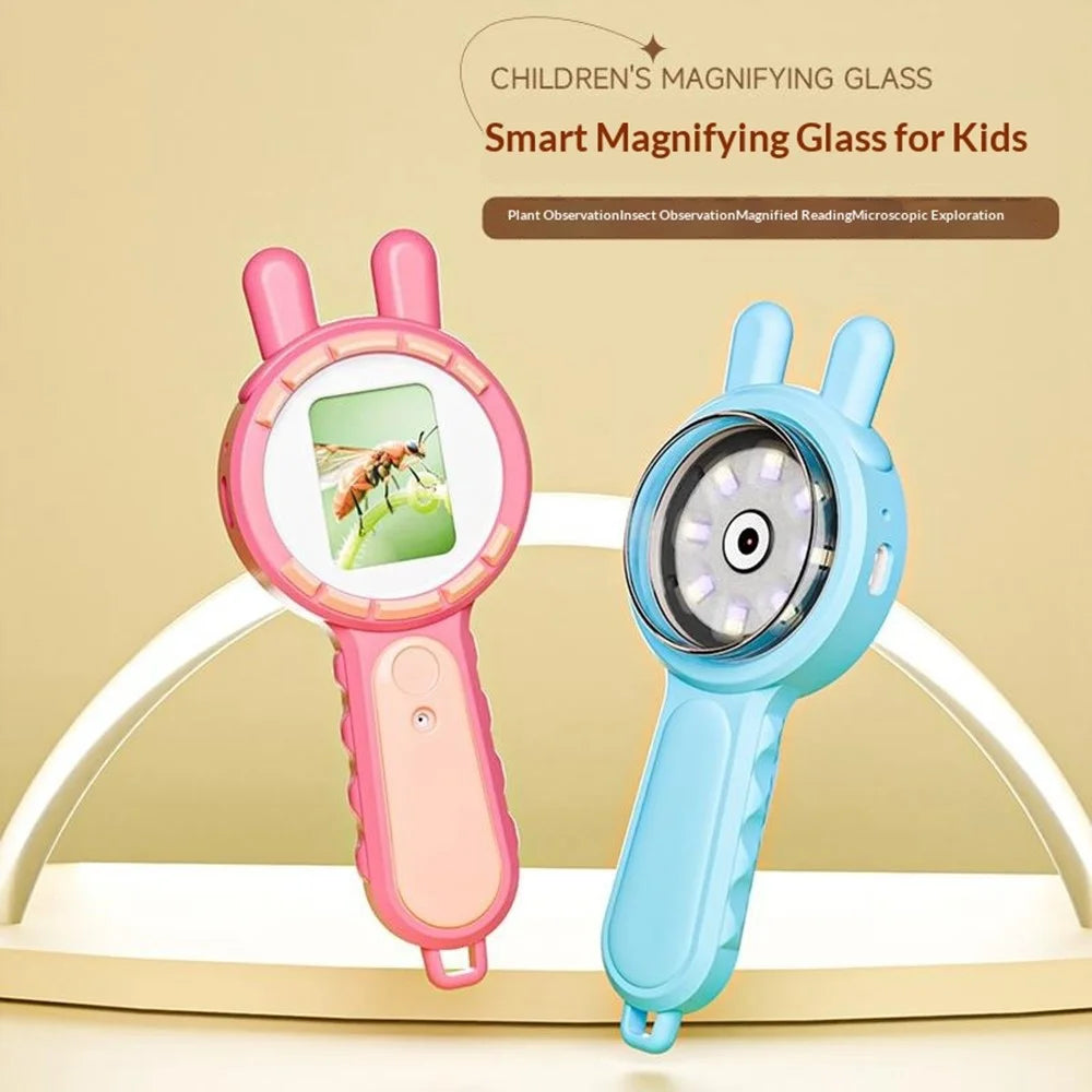V37 Kids Digital Magnifying Glass 2" IPS HD Screen 200X Zoom 16 LED Lights Magnifiers for Science Educational Toy - Blue - 6