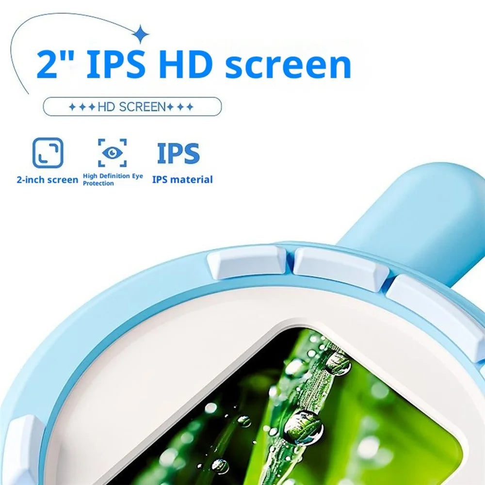 V37 Kids Digital Magnifying Glass 2" IPS HD Screen 200X Zoom 16 LED Lights Magnifiers for Science Educational Toy - Blue - 7