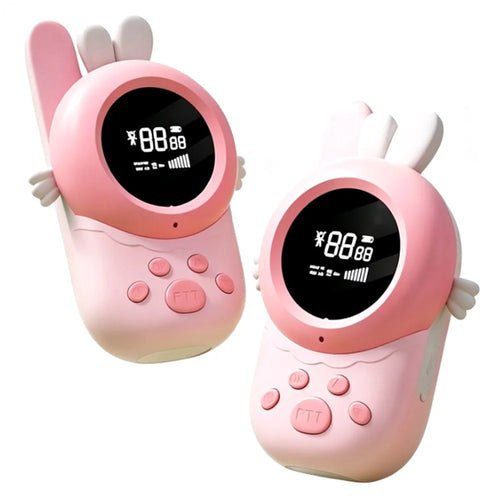 M1 2Pcs / Set Kids Walkie Talkies Cartoon Animal Design Cute Radio Toy with Lanyard Flashlight for Outdoor - Pink+Pink - 1