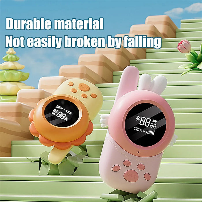 M1 2Pcs / Set Kids Walkie Talkies Cartoon Animal Design Cute Radio Toy with Lanyard Flashlight for Outdoor - Pink+Pink - 3