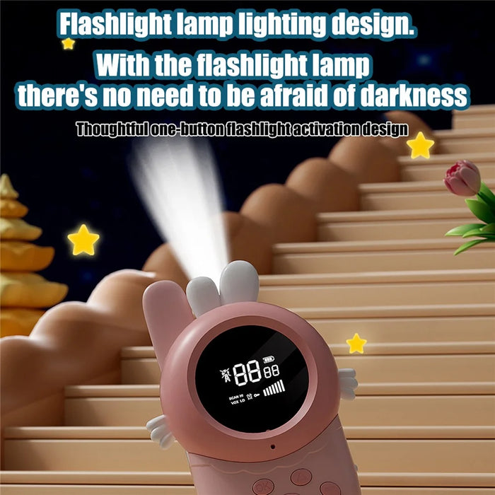 M1 2Pcs / Set Kids Walkie Talkies Cartoon Animal Design Cute Radio Toy with Lanyard Flashlight for Outdoor - Pink+Pink - 6