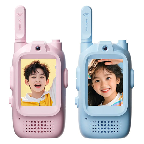 M5 2Pcs / Set Children Video Walkie Talkie 2.0 Inch Color Display 500M Range Voice Changer for Kids - Blue+Pink - 1