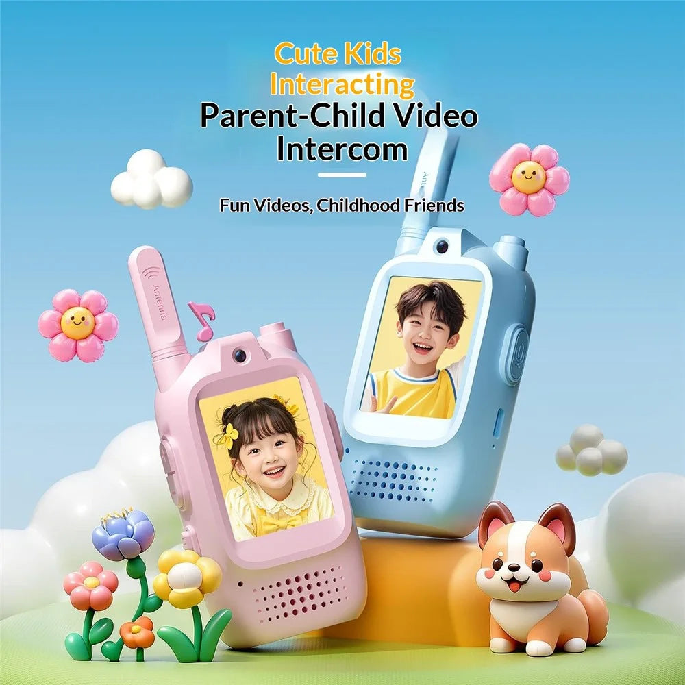 M5 2Pcs / Set Children Video Walkie Talkie 2.0 Inch Color Display 500M Range Voice Changer for Kids - Blue+Pink - 3