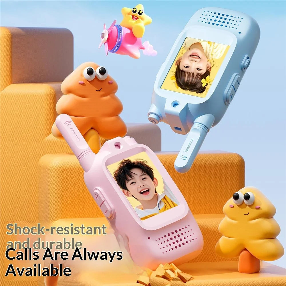 M5 2Pcs / Set Children Video Walkie Talkie 2.0 Inch Color Display 500M Range Voice Changer for Kids - Blue+Pink - 4
