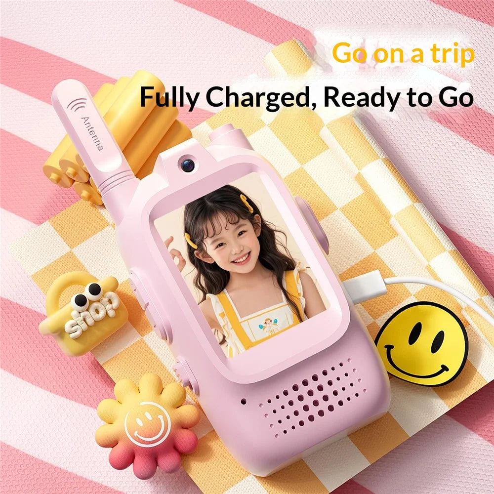 M5 2Pcs / Set Children Video Walkie Talkie 2.0 Inch Color Display 500M Range Voice Changer for Kids - Blue+Pink - 5