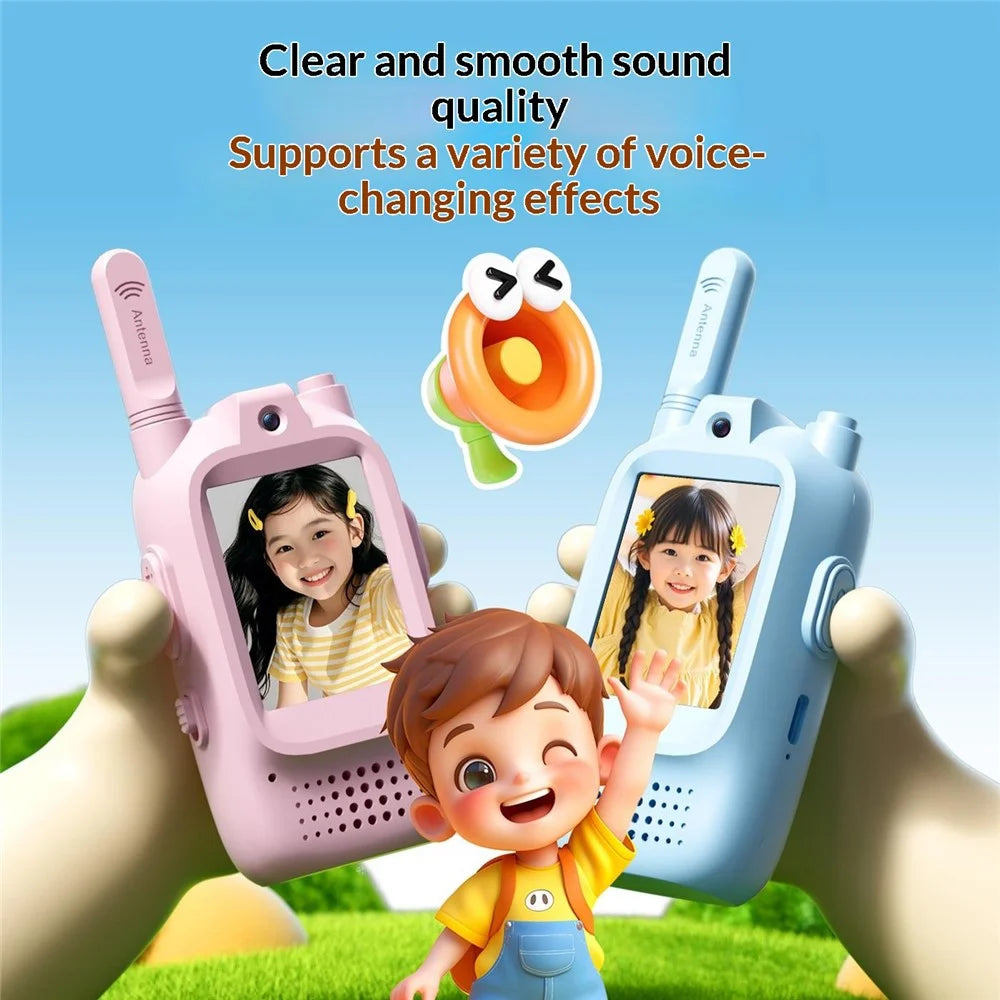 M5 2Pcs / Set Children Video Walkie Talkie 2.0 Inch Color Display 500M Range Voice Changer for Kids - Blue+Pink - 6
