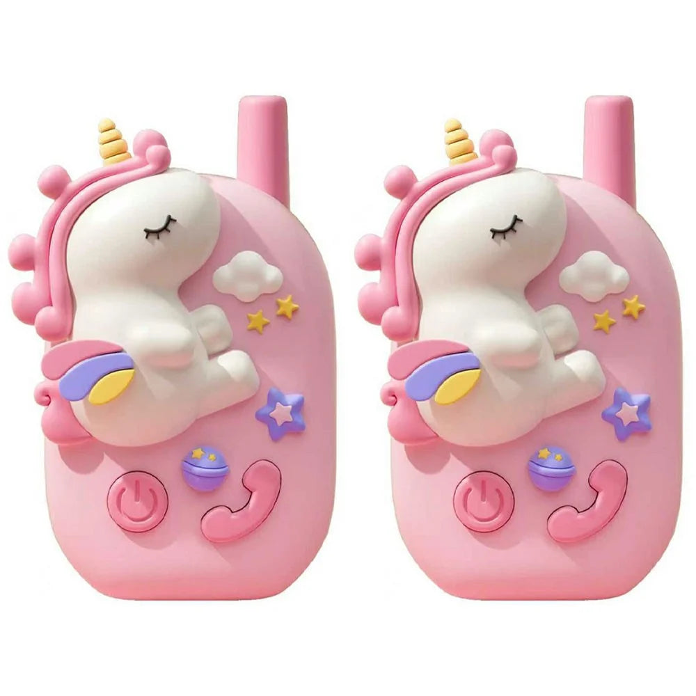 M9 2Pcs / Set Kids Walkie Talkies Cartoon Unicorn Intercom Toy HD Call 1KM Range for Children Gift - Pink+Pink - 1