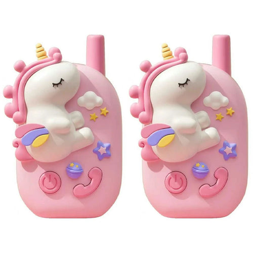 M9 2Pcs / Set Kids Walkie Talkies Cartoon Unicorn Intercom Toy HD Call 1KM Range for Children Gift - Pink+Pink - 1