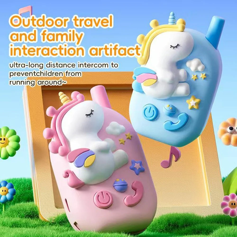 M9 2Pcs / Set Kids Walkie Talkies Cartoon Unicorn Intercom Toy HD Call 1KM Range for Children Gift - Pink+Pink - 3