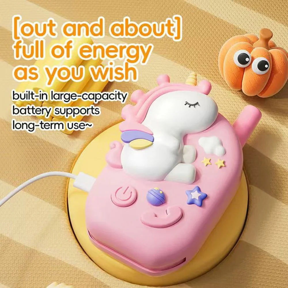 M9 2Pcs / Set Kids Walkie Talkies Cartoon Unicorn Intercom Toy HD Call 1KM Range for Children Gift - Pink+Pink - 4