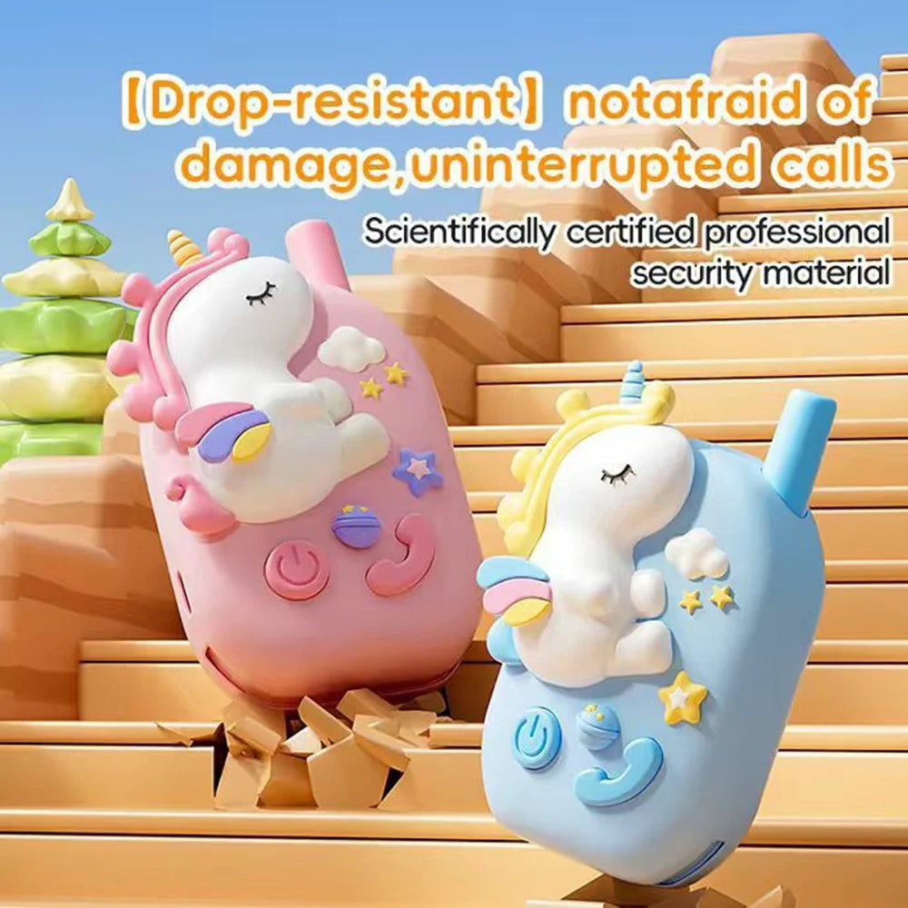 M9 2Pcs / Set Kids Walkie Talkies Cartoon Unicorn Intercom Toy HD Call 1KM Range for Children Gift - Pink+Pink - 5