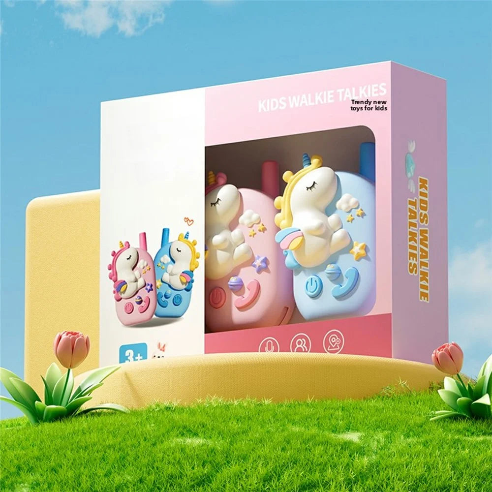 M9 2Pcs / Set Kids Walkie Talkies Cartoon Unicorn Intercom Toy HD Call 1KM Range for Children Gift - Pink+Pink - 7