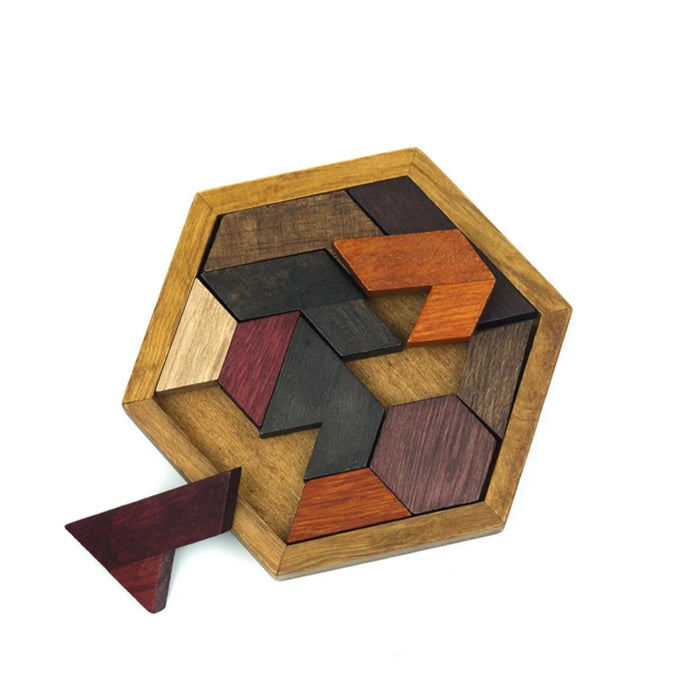Wooden Tangram Jigsaw Puzzle Set Geometric Shape Children Educational Toys - 3