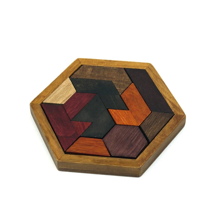 Wooden Tangram Jigsaw Puzzle Set Geometric Shape Children Educational Toys - 4