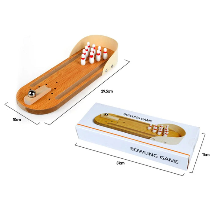 Mini Interactive Desktop Games Educational Toy Wooden Table Bowling for Children Kids - 3