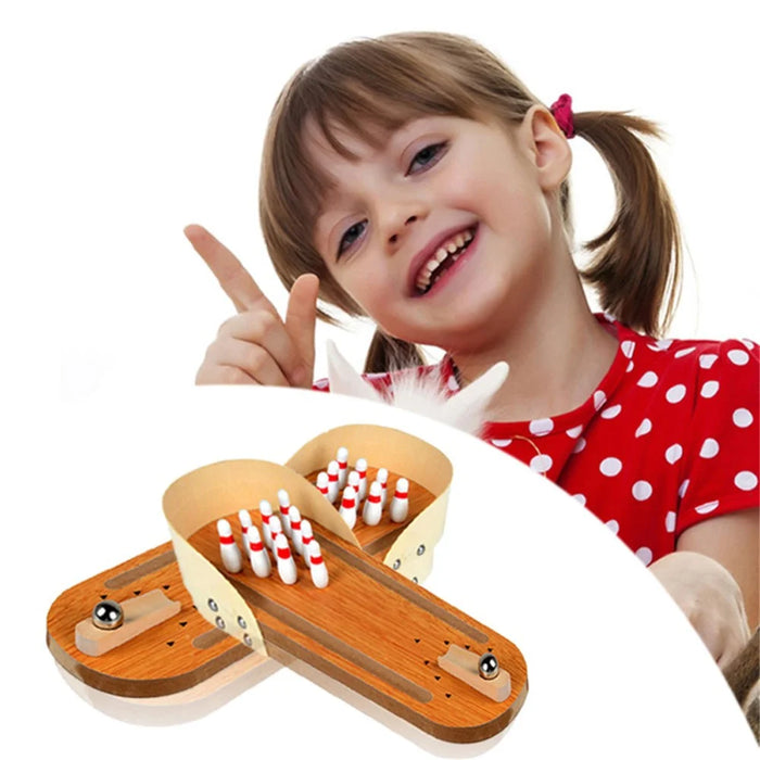 Mini Interactive Desktop Games Educational Toy Wooden Table Bowling for Children Kids - 4
