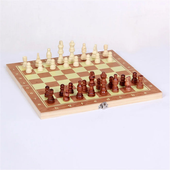 Folding Wooden International Chess Set Chessmen Collection Portable Board Game, 29*15*3cm - 5