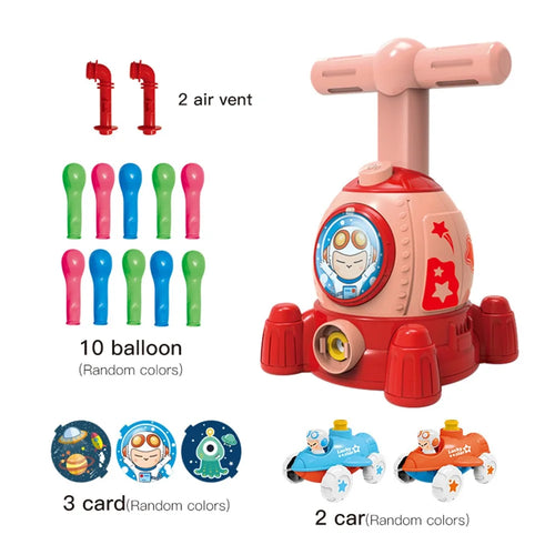 KB156 Cartoon Spaceship Balloon Launch Tower Air Power Balloon Car Kids Gift - Red - 1