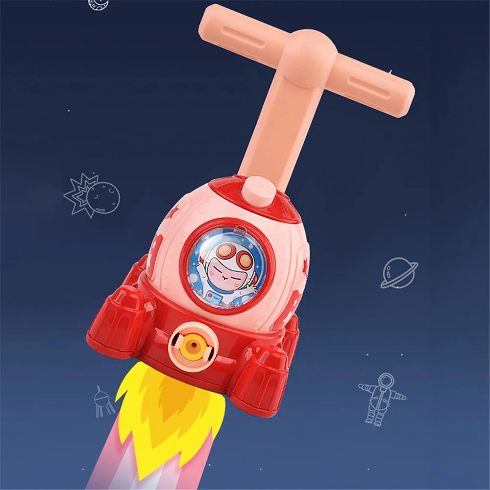 KB156 Cartoon Spaceship Balloon Launch Tower Air Power Balloon Car Kids Gift - Red - 2