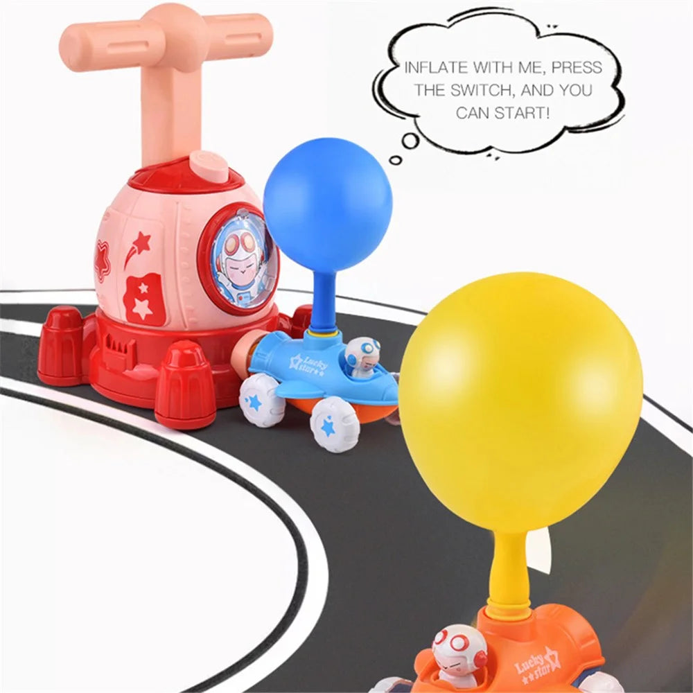 KB156 Cartoon Spaceship Balloon Launch Tower Air Power Balloon Car Kids Gift - Red - 4