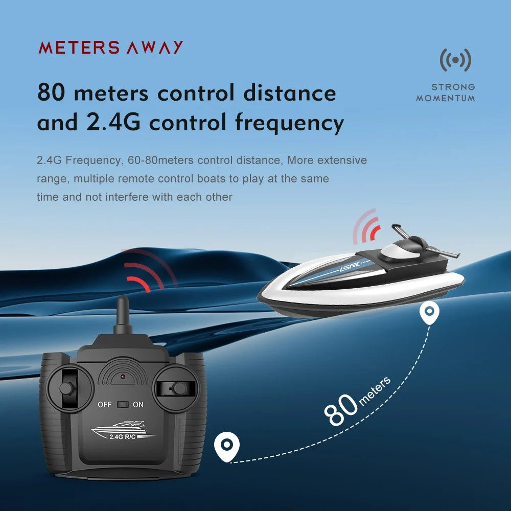 LSRC Children Remote Control Boat Dual Motors Simulated RC Speedboat Model - Black - 4