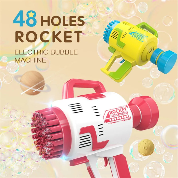 KB88A Children Bubble Gatling Machine Portable Semi-automatic Bubble Maker with 48 Holes Outdoor Toy - Pink - 2