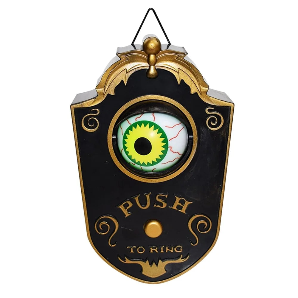 Novelty Halloween Door Decoration Horror Props Creepy Eye Doorbell Home Bar Scary Rotating Eye Doorbell - Black - 1
