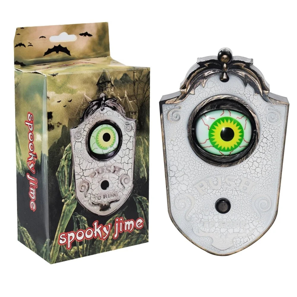Novelty Halloween Door Decoration Horror Props Creepy Eye Doorbell Home Bar Scary Rotating Eye Doorbell - Black - 2