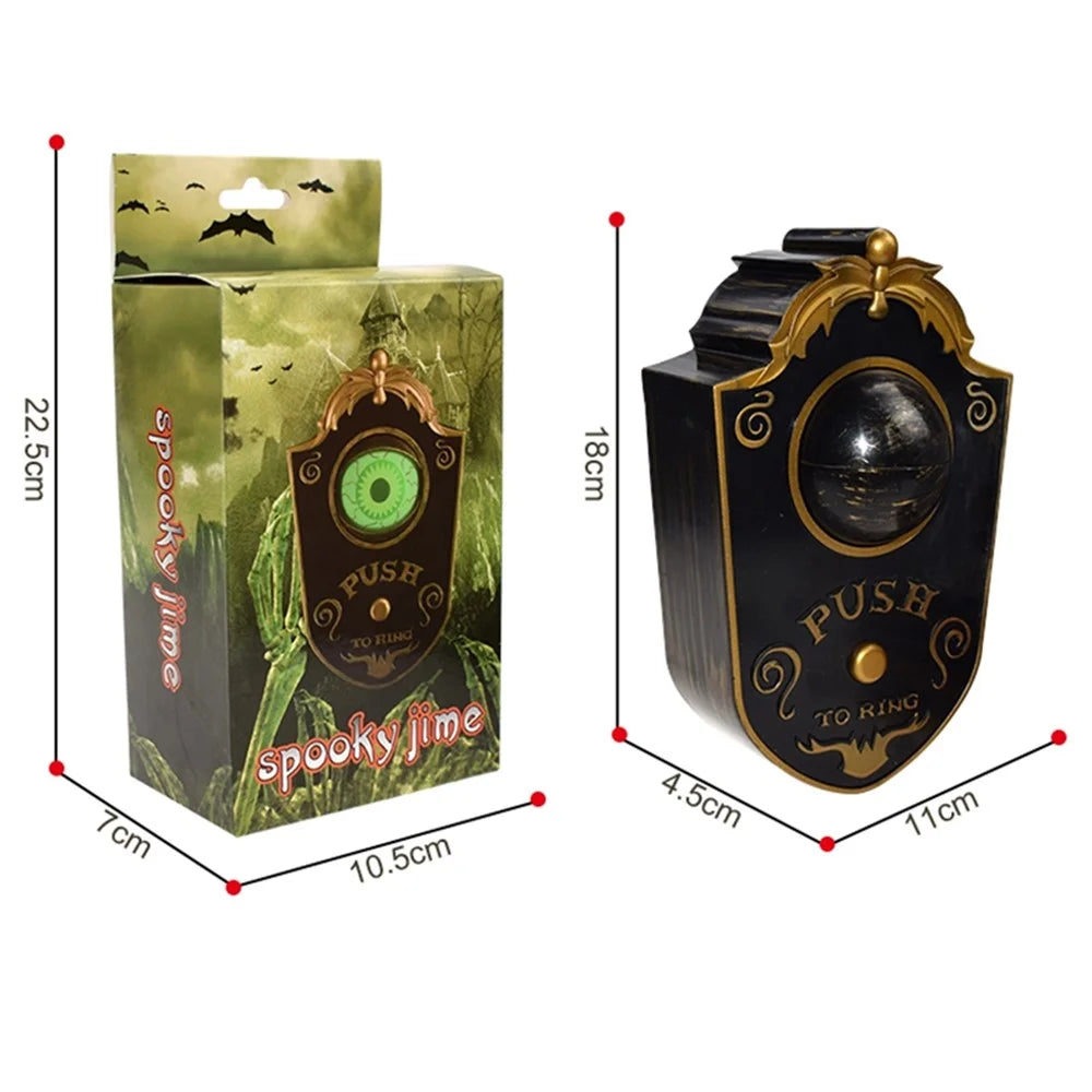 Novelty Halloween Door Decoration Horror Props Creepy Eye Doorbell Home Bar Scary Rotating Eye Doorbell - Black - 3