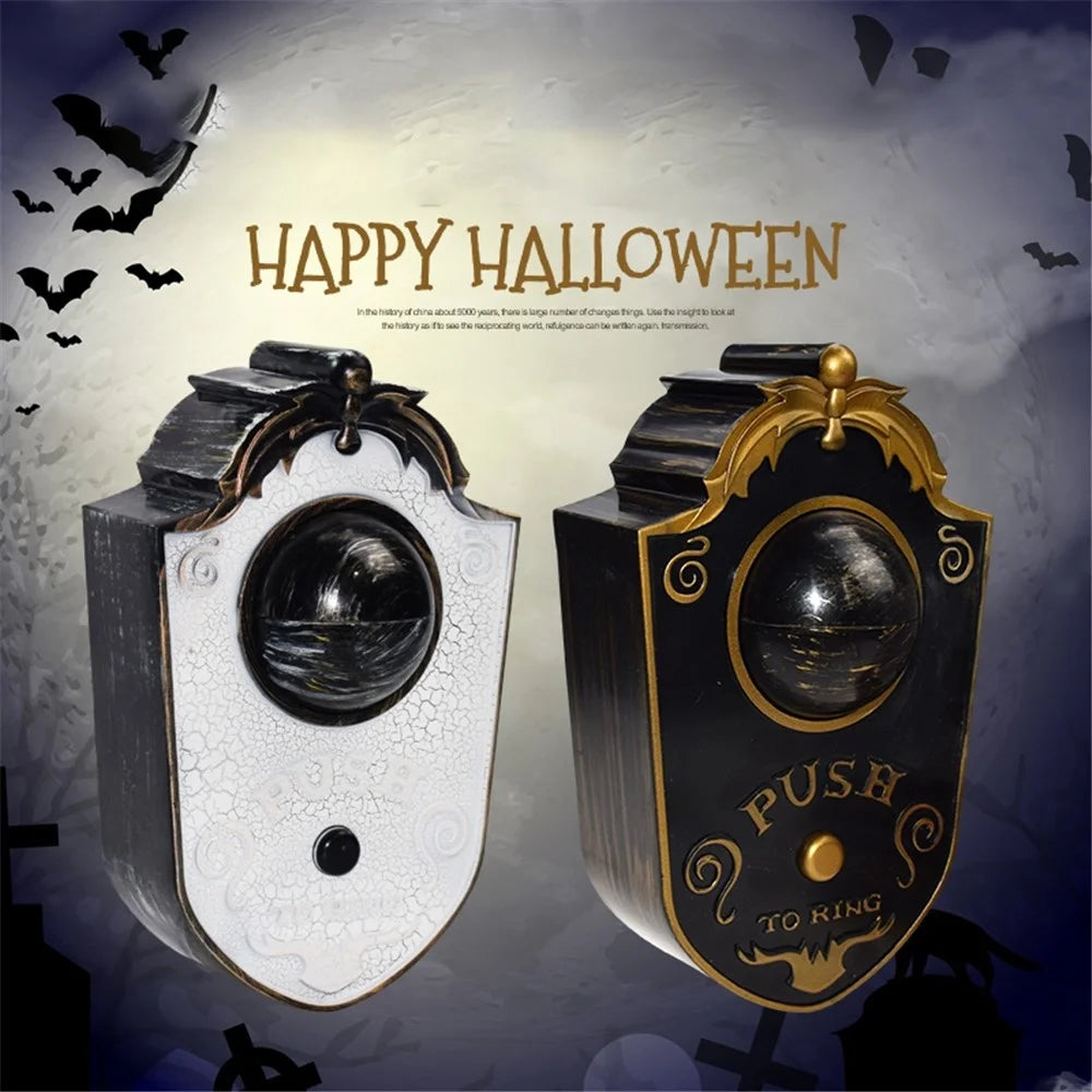Novelty Halloween Door Decoration Horror Props Creepy Eye Doorbell Home Bar Scary Rotating Eye Doorbell - Black - 6