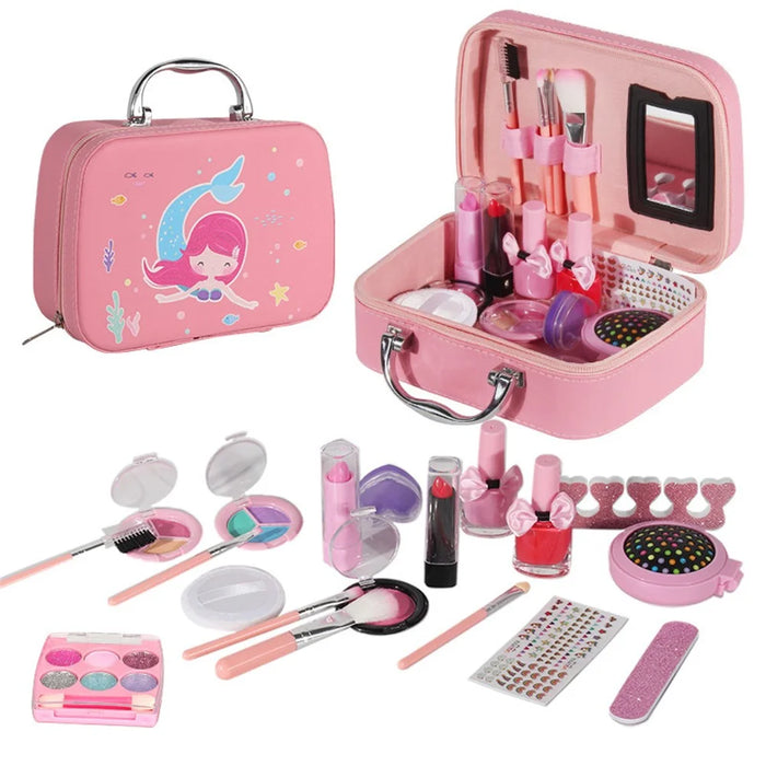 20Pcs / Set Pretend Play Makeup Kit for Girls Portable Cosmetic Dress Up Toys with Nail Polish Eye Shadow - 1