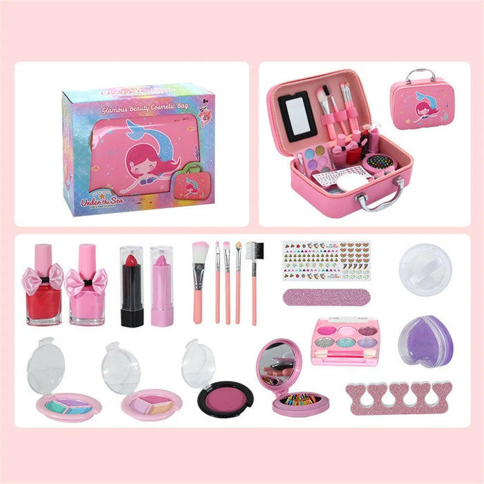 20Pcs / Set Pretend Play Makeup Kit for Girls Portable Cosmetic Dress Up Toys with Nail Polish Eye Shadow - 7