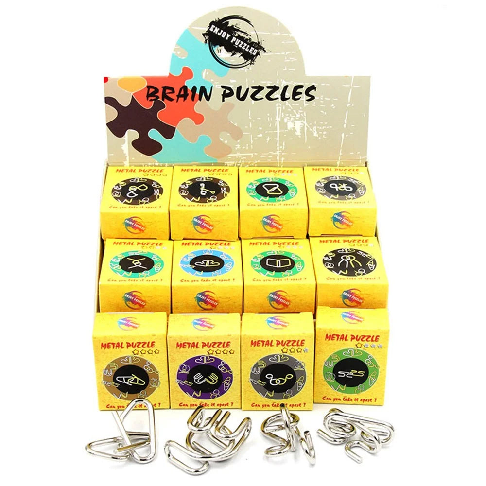 32Pcs / Set Nickel Plated Steel Wire Unlock Toy Brain Teaser IQ Training Puzzle Lock Children Intelligence Toy - 2
