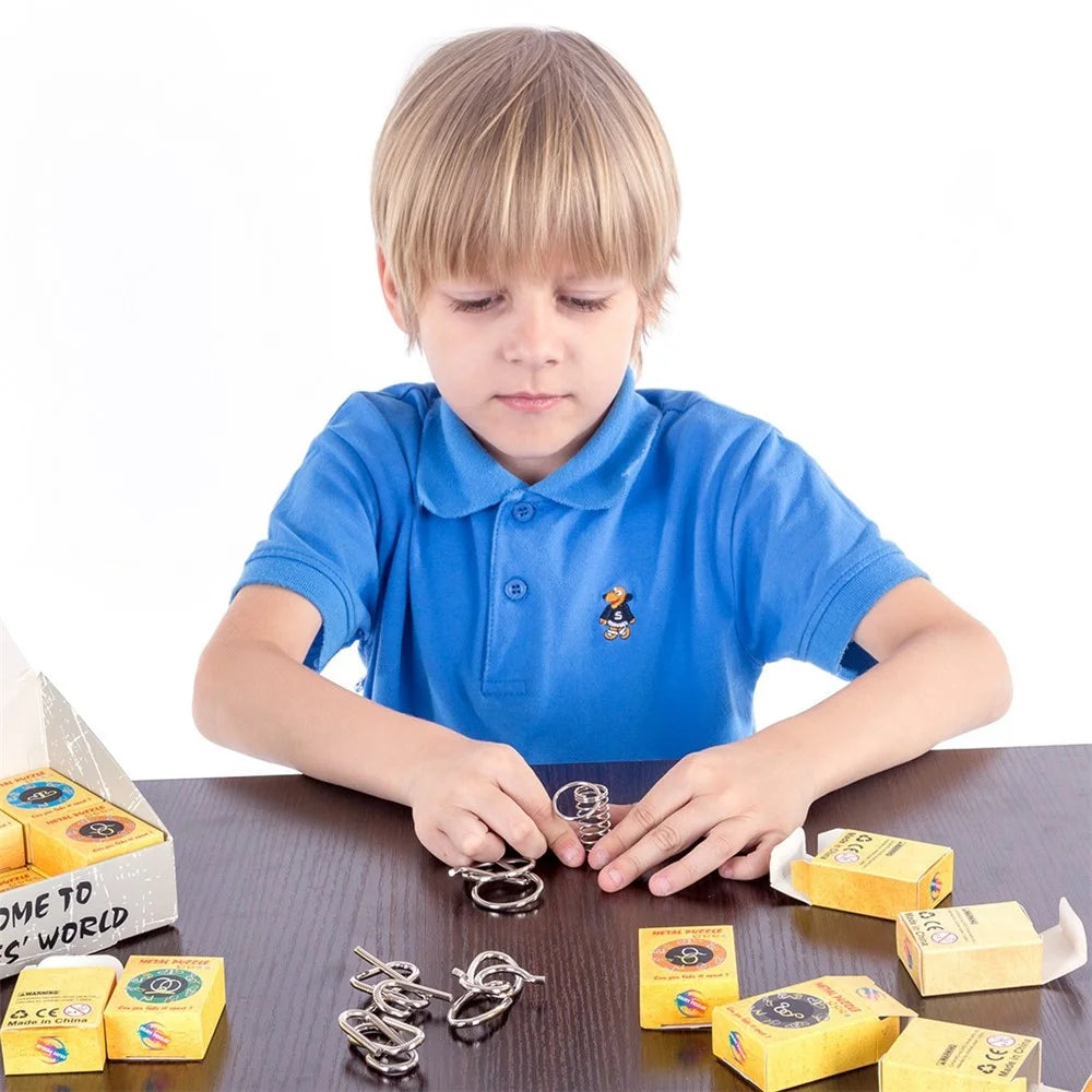 32Pcs / Set Nickel Plated Steel Wire Unlock Toy Brain Teaser IQ Training Puzzle Lock Children Intelligence Toy - 4