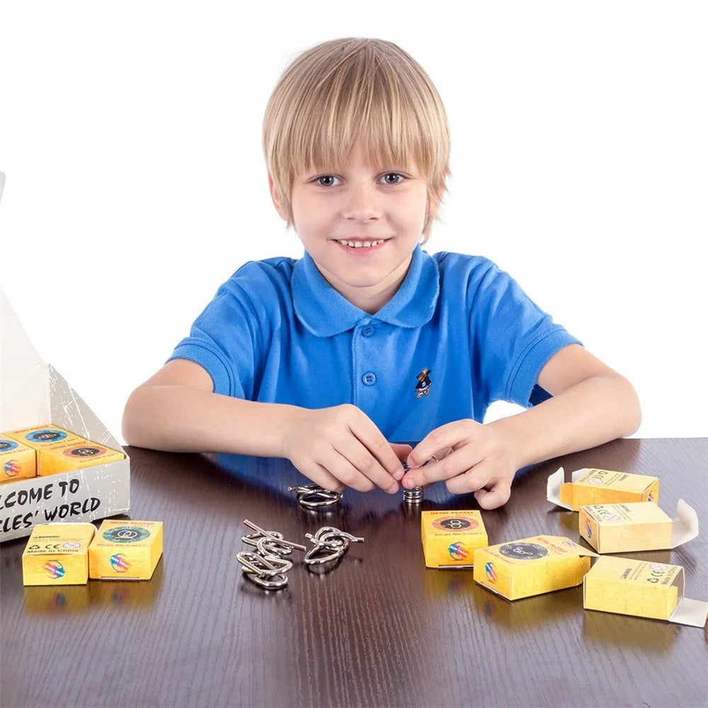 32Pcs / Set Nickel Plated Steel Wire Unlock Toy Brain Teaser IQ Training Puzzle Lock Children Intelligence Toy - 5