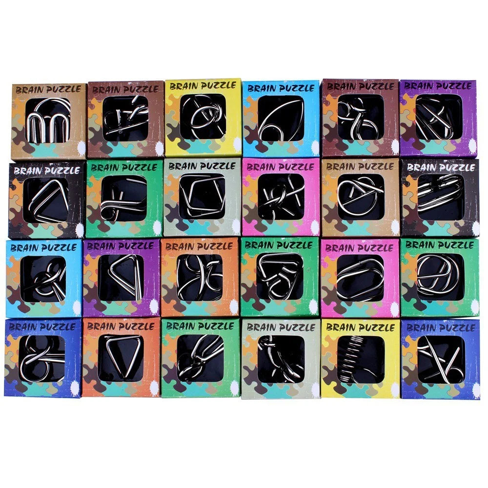 24Pcs / Set Nickel Plated Steel Wire Unlock Toy Brain Teaser Puzzle Lock Adult Children Toy - 3