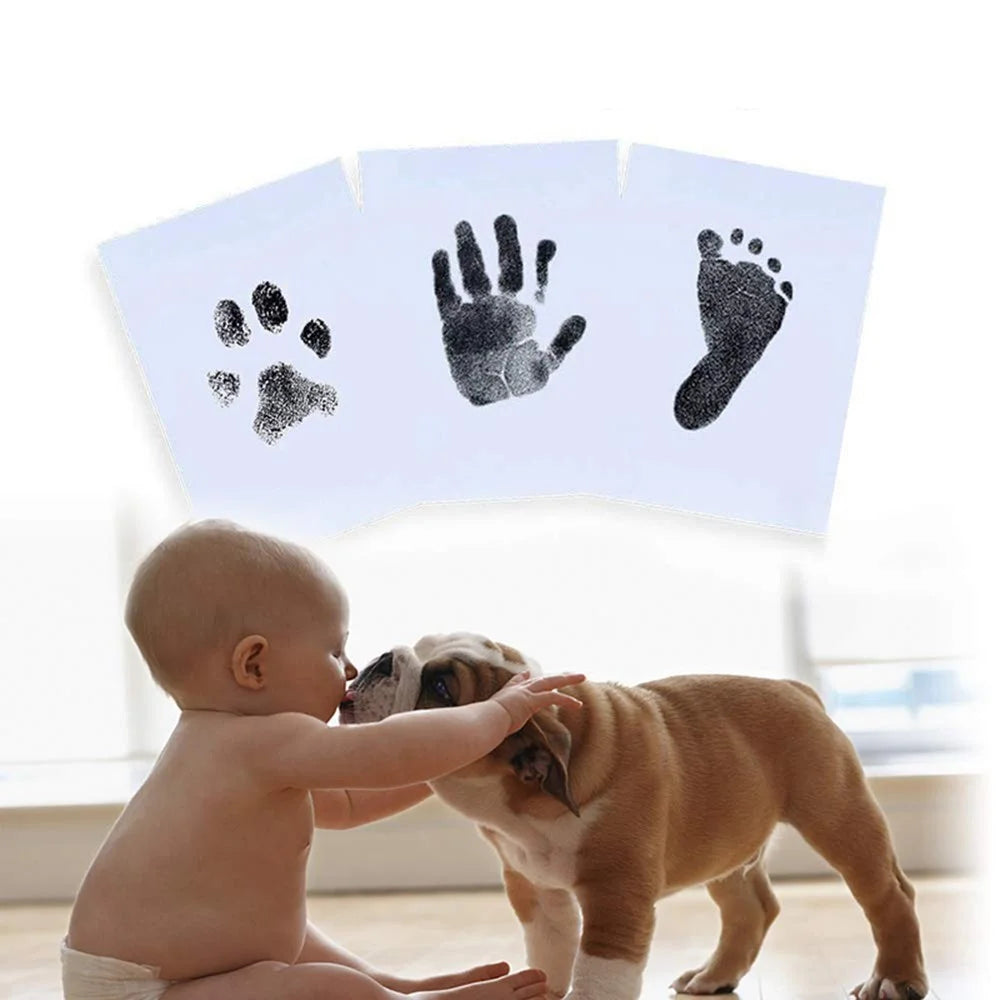 Newborn Footprint Handprint No Touch Skin Inkless Ink Pad Kits Hand Foot Print Baby Growing Up Souvenir - Black - 3