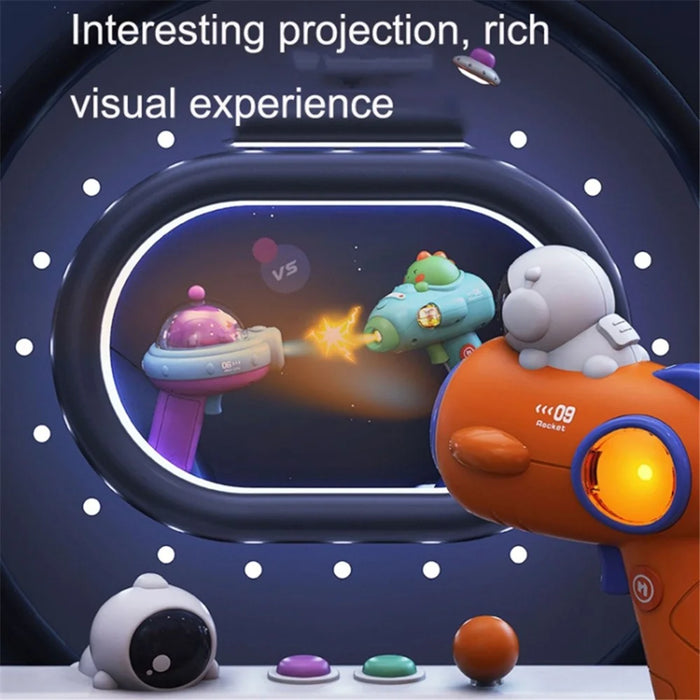 Cartoon Astronaut Space Gun Toy Plastic Projecting Pistol Kids Game Toy - 09-Astronaut and Rocket - 6