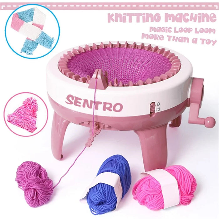 40 Needles Handmade Knitting Machine Round Weaving Loom  DIY Scarf Hat Sock Glove Kids Toy - Light Pink - 2
