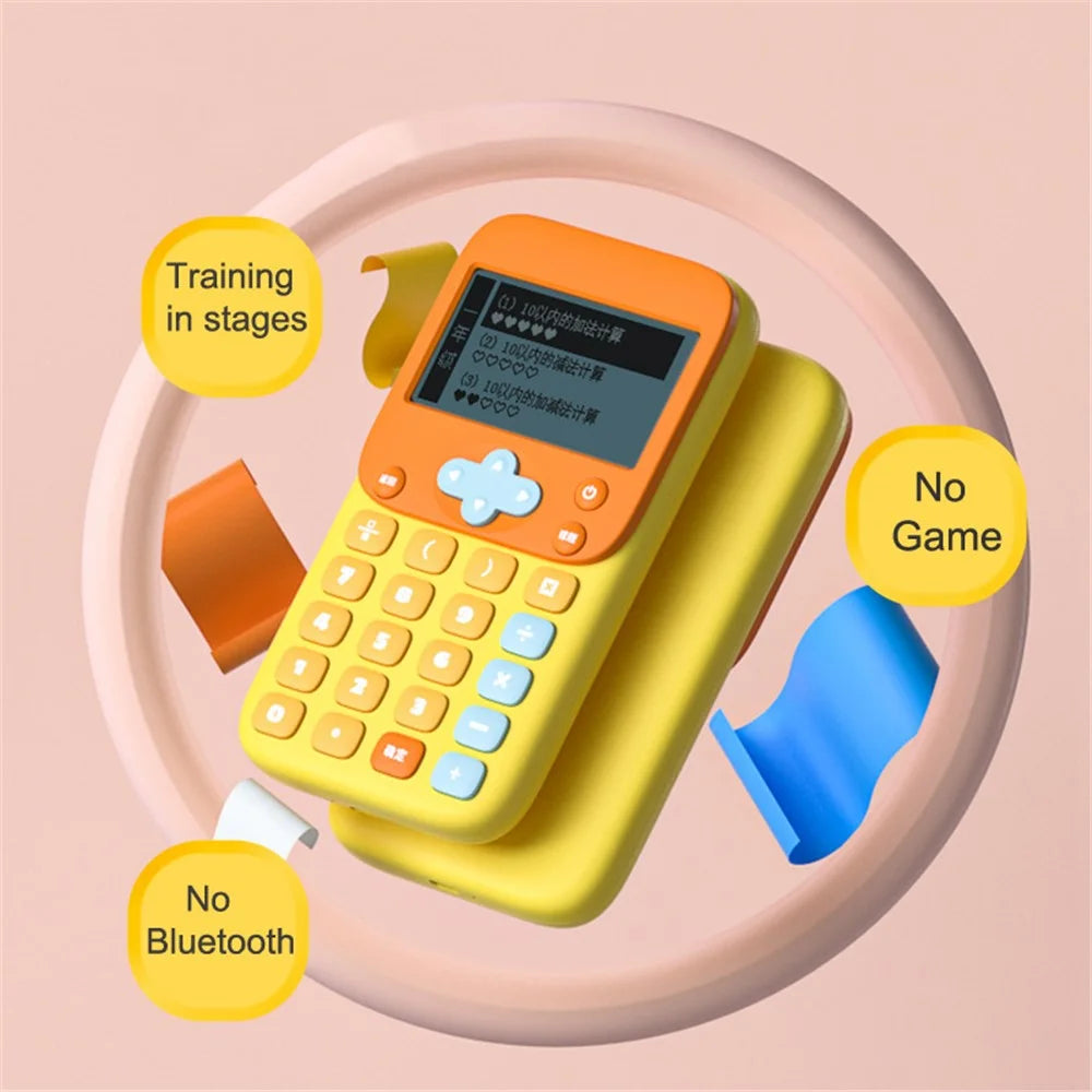 KOOOL K45 II Cartoon Children Math Calculator Learning Machine Mini Math Exercise Pad for Primary / Middle School Students - Grey / Yellow - 4