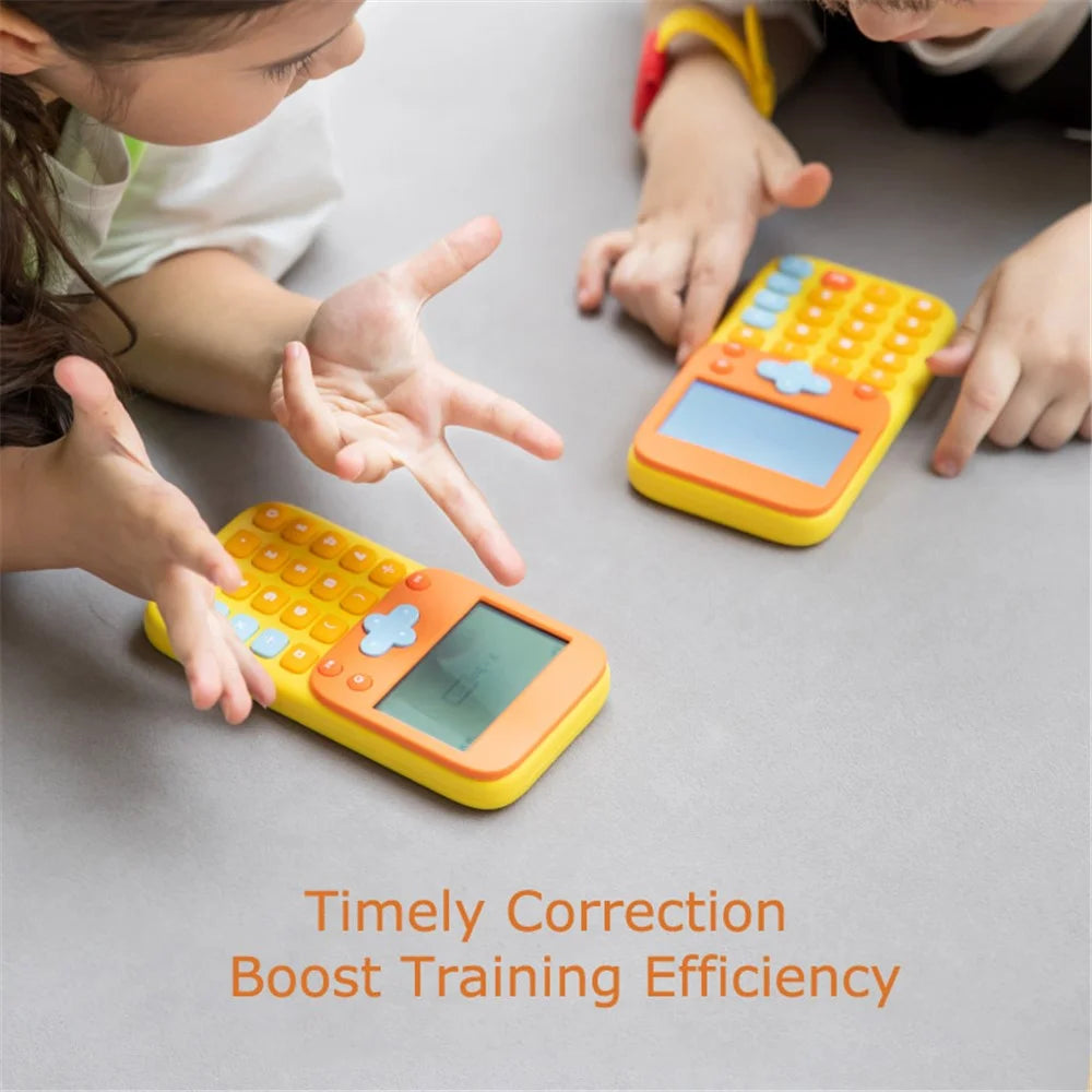 KOOOL K45 II Cartoon Children Math Calculator Learning Machine Mini Math Exercise Pad for Primary / Middle School Students - Grey / Yellow - 7
