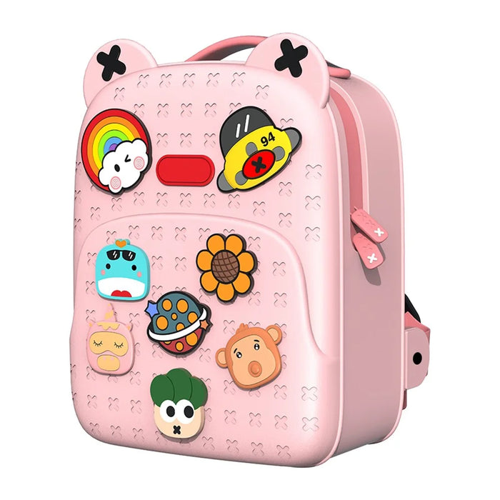 KOOOL K16 Cartoon Cool Boys Girls Backpack EVA+PVC Kids School Bag with DIY Pattern Patch  - Pink - 1