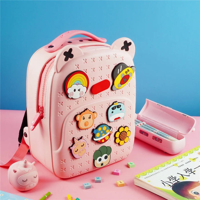 KOOOL K16 Cartoon Cool Boys Girls Backpack EVA+PVC Kids School Bag with DIY Pattern Patch  - Pink - 3
