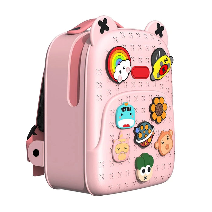 KOOOL K16 Cartoon Cool Boys Girls Backpack EVA+PVC Kids School Bag with DIY Pattern Patch  - Pink - 7